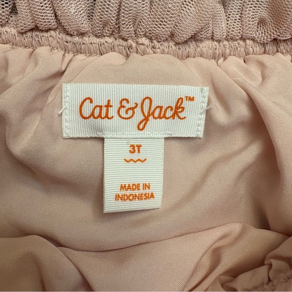 Cat and Jack Tulle Tutu Skirt NWT Blush Pink with Gold Trim Glitter Size 3T New - Picture 6 of 9